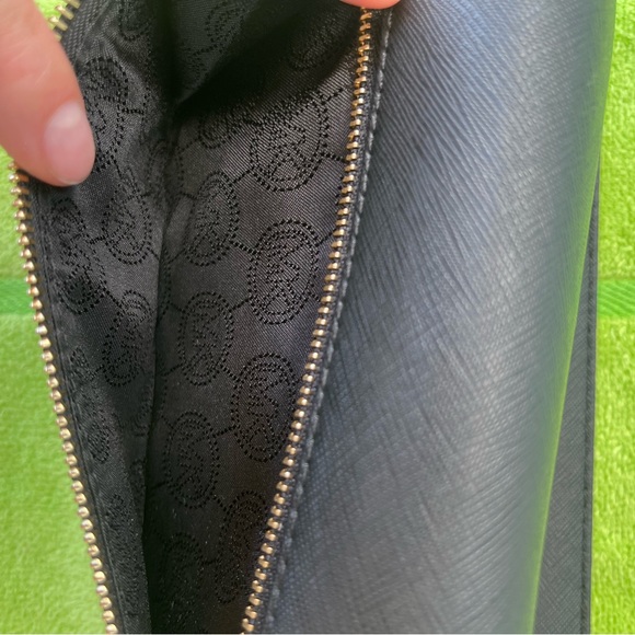 Michael Kors!!! Jet Set Large Trifold Wallet Black Leather Gold Pen & Checkbook - Picture 7 of 16